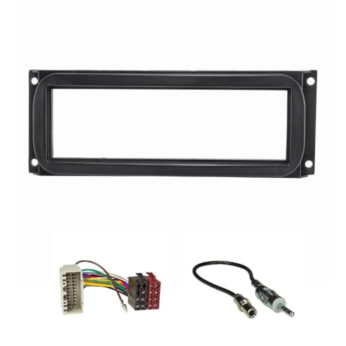 tomzz Audio 2407-006 Cadre de Radio Compatible avec Chrysler Neon PT Cruiser Jeep Wrangler Grand Cherokee avec Adaptateur Radio ISO Adaptateur d'antenne DIN