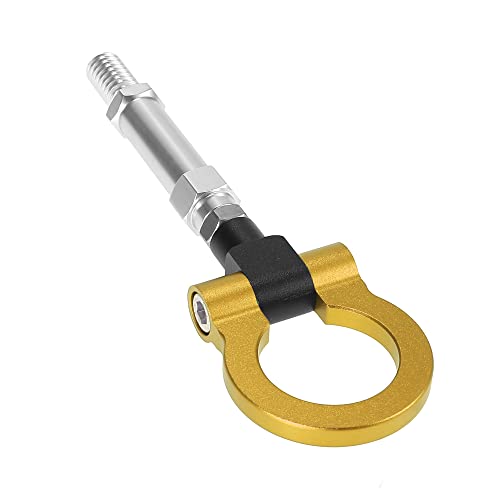 X AUTOHAUX Gold Tone Aluminum Alloy Front Bumper Trailer Ring Eye Towing Tow Hook Screw for Volkswagen Golf GTI