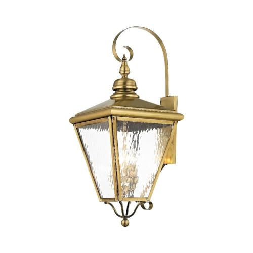 Image of Livex Lighting 2036-01 4-Light Outdoor Wall Lantern, Antique Brass | Transitional design