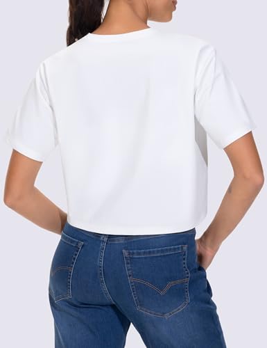 THE GYM PEOPLE 2 Pack Women's Workout Crop Tops Boxy Short Sleeve Athletic Running Basic Cropped T-Shirts3