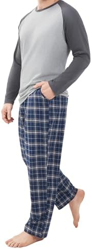 DAVID ARCHY Mens Pajamas Set - Soft Pj Sets for Men Long Sleeve Pajamas Men Cotton Mens Pjs Sets Loungewear with Pockets