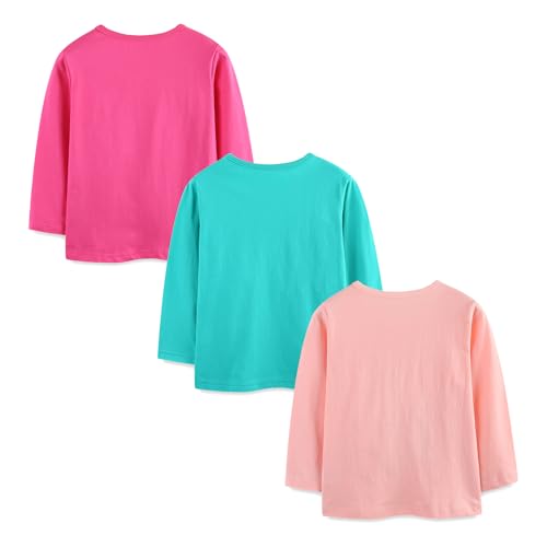 Toddler Girls T-Shirt Knit Cotton Animal Pattern Round Neck Long Sleeve Top Sweatshirt 3 Pack2