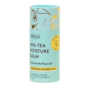 Delhicious Min-tea Moisture Body Balm, 100% natural moisturiser, For Dry Skin. Vegan & Plastic Free. 70g.