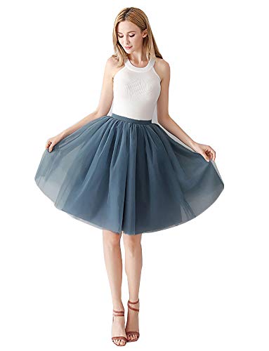 Cibelle Women's A Line Short Knee Length 6 Layer Tutu Tulle Prom Party Skirt