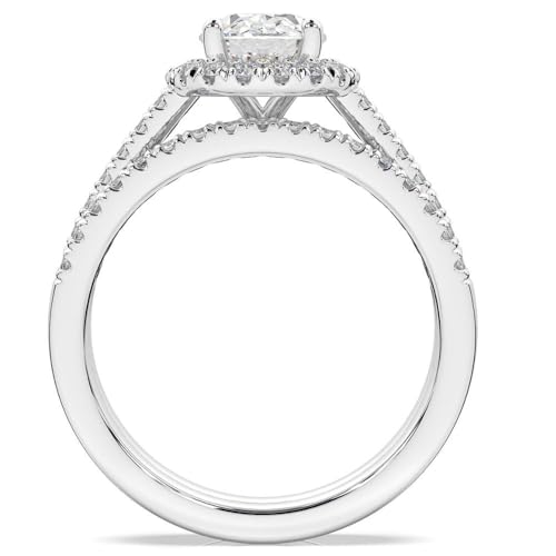Pompeii F/VS 1.50Ct Halo Diamond Engagement Wedding Ring Set 14k Gold Lab Grown (F/G,VS1-VS2)3