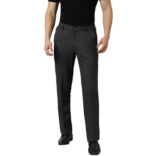 Image of SUBTRACT Men 4 Way Stretch Wrinkle Free Slim Fit Formal Trouser in with 2 Inch Flexible Waistband | Men's Trousers for Office Or Party