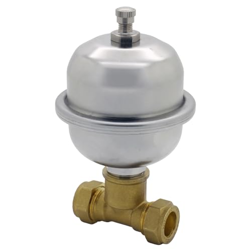 Shock Arrestor 0.16L Mini Expansion Vessel, 15mm Tee, Stainless Steel, Prevents Noisy Pipes, WRAS Approved, 135mm Height, 80mm Diameter (Shock Arrestor + 15mm Tee)