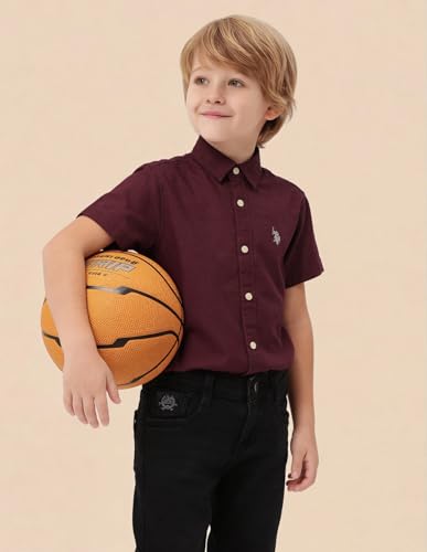 Image of U.S. Polo ASSN. Kids Half Sleeve Shirt for Boys - 100% Cotton, Spread Collar, Casual Shirt for Boys, Smart Everyday Wear