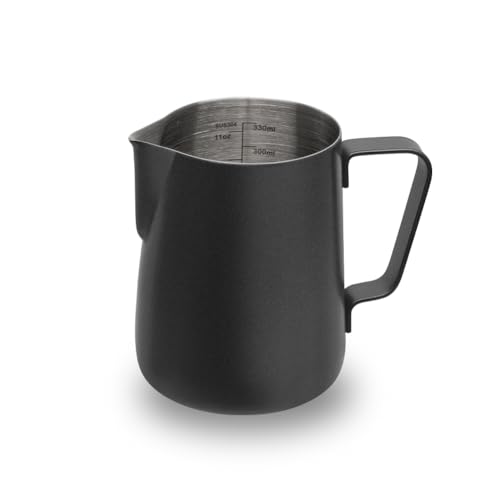 Comparison: Best Milk Steaming Pitcher 3 watchget Milk Frothing Pitcher 350ml/600ml/900ml/1500ml (12oz/20oz/32oz/52oz) - Stainless Steel Espresso Steaming Pitcher for Cappuccino, Latte Art, Milk Jug Coffee Frother Cup, Black