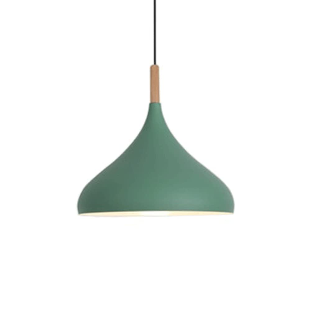 HAIIQU Lamp Metal Pendant Light Fixtures With Wooden Top, Creative Macaron Color Hanging Ceiling Lamp For Kitchen, Living Room, Bedroom 47" Adjustable For Flat And Slop Ceiling