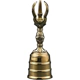 ZorTery 金剛鈴 金剛杵 五鈷鈴 神楽鈴 ハンドベル 三清鈴 寺院仏具 密教法具 真鍮製 高11cm 仏教ベル 仏鈴 道鈴 持鈴 法器 除霊浄化 心霊浄化 ストレス解消 仏具 神具 お盆用品 伝統工法 チャイム 寺院仏壇用 仏教道教兼用 携帯便利 (A)