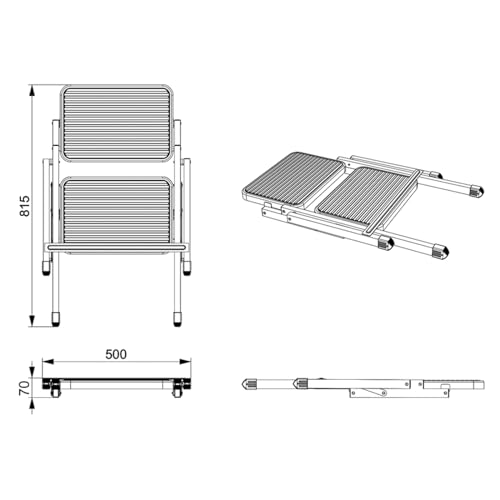 Doppeltrittstufe klappbar Camping Trittstufe Wohnwagen Wohnmobil Einstiegshilfe faltbar bis 150kg