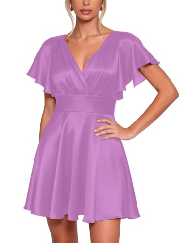 Robe de cocktail en satin violette taille 58 pour un bal d'adolescents