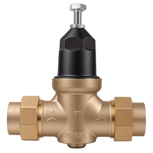 Upgraded 1 Brass Pressure Reducing ValveWater Pressure Regulator for home with Double Union FNPT Connection - Stainless Steel Strainer Screen (1 inch)