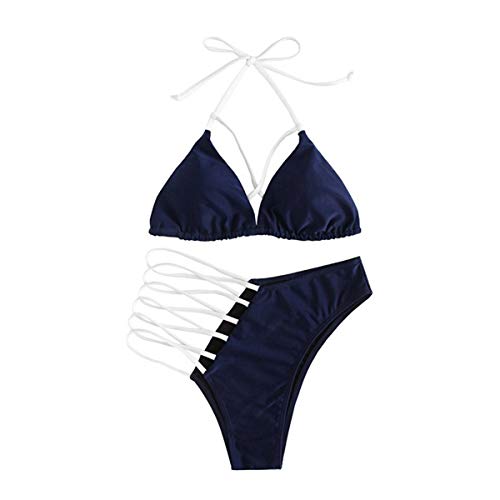 ASEOK Bikini, Maillot de Bain Sexy Femme à Lacets, Lingerie Sexy en Dentelle de Couleur Unie, Maillot de Bain Triangle Plus Soutien-Gorge Stretch Maillot de Bain Ajustable,Costume de Plage Bikini (M)