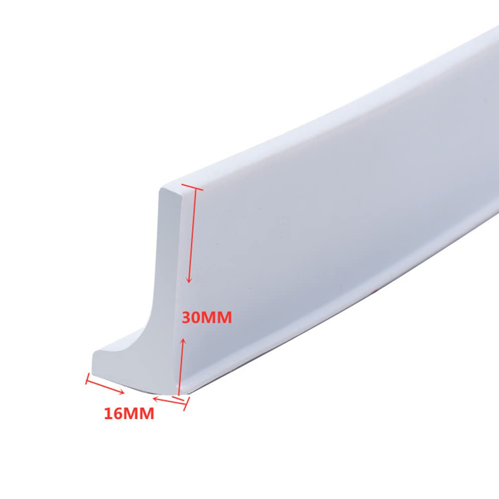 Striscia di barriera per doccia in silicone a forma di L, 3 cm di altezza, 1 m, guarnizione per pavimento di bagno e piatto doccia, impermeabile, per la massima protezione e facile installazione