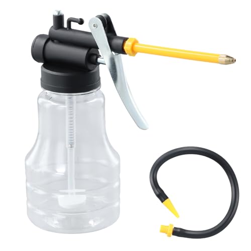 Ölkanne mit Pumpe, 250ml ölspritzkanne, Transparent Ölkännchen Ölspritzkanne mit Gerade & Flexible Ausguss