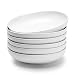 Teocera Porcelain Salad Pasta Bowls - 24 Ounce - Wide and Shallow, Set of 6, Matte White