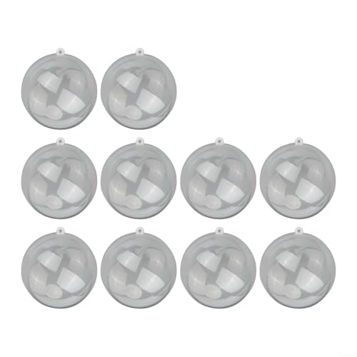 Lot de 10 boules de Noël en plastique transparent à remplir pour dragées de mariage et décoration d'intérieur de vacances (matériau PET, rondes, 10 cm)