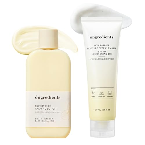 ONGREDIENTS Skin Barrier Lotion + Cleanser Duo Set - Moisturizing Lotion & Cleanser for Dry, Sensitive Skin - Centella, Peptide Complex, Soothing, Calming, Non-Stripping, Pore Care - Korean Skin Care
