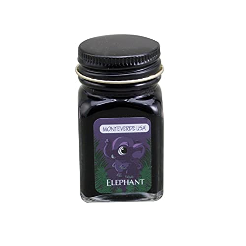 Image of Monteverde Jungle Fountain Pen Ink, 30ml, Elephant (Dark Blue) | Animal-inspired fountain pen ink with bold color, smooth flow, and creative writing personality.