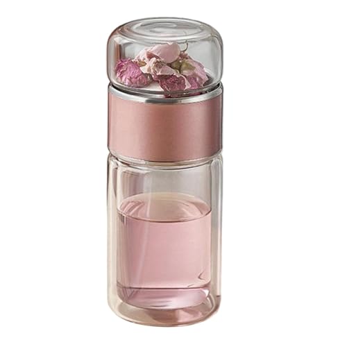 Glugahrif Botella infusor de té - Botella isotérmica para llevar de con colador de botella de agua de vidrio