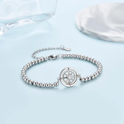 Image of Graduation Gifts for Her, Class of 2026 High School 5th 6th 8th Grade College Masters Degree Graduation Compass Bracelet Jewlry Gifts for Girls Women