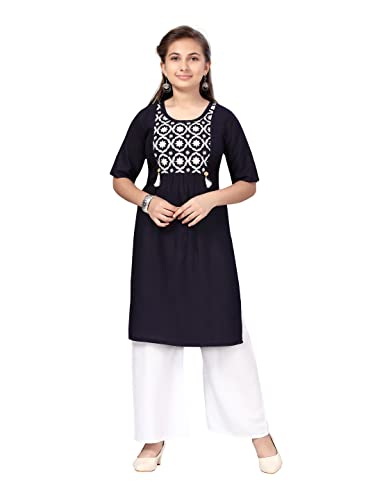 Image of muhuratam Girls MUHURATAM Girls Red-White Color Kurti Palazzo Set