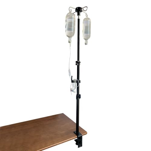 Portable IV Poles for Travel,IV Bag Pole Stand for Gravity Syringe,IV Pole,Feeding Tube Holder,Enteral Gastrostomy Telescopic Pole,NG Tube Supplies Accessories (43 Inchs with Hook)