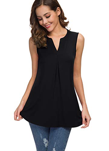 Neineiwu Women's Summer Sleeveless V Neck Casual Tank Tops Blouse Shirts3