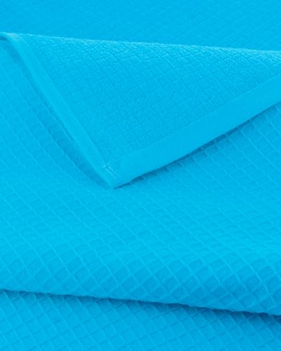 Image of Casa Copenhagen, Egyptian Cotton - Waffle Terry Towel 4 Piece 100% Cotton Large Bath Towel Set - Teal Blue