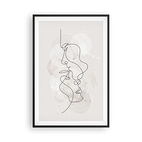 Poster da Parete Línea Única Hombre Mujer Póster Marco Negro 61x91cm Moderno Cuadros Decorativo Decoracion Salon Dormitorio Cocina Cuadros Pared Imágenes Wall Art Prints Decor   P2BPA61x91 4629