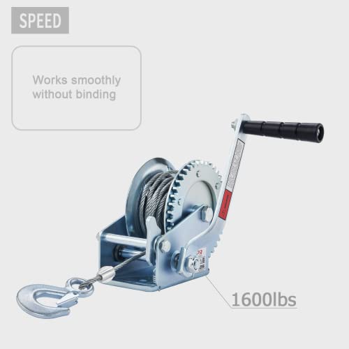 Openroad 1600Lbs Hand Winch Boat Winch, Hand Crank Winch With 10M (32Ft) Cable Manual Winches, Two-Way Adjustable Boat Trailer Winch, Corrosion Resistant Towing Winches (1600Lbs)…… #TOP3