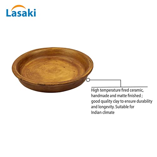 Image of Lasaki Round Ceramic Trays (Plates Saucers) for Pots, planters, Flower, Succulent(Set of 2,Antique 1,3.5 inch) R3.5(Plants not Included)