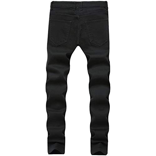 Kaxiya2021 Men's Zipper Distressed Jeans Ripped Straight Skinny Slim Biker Denim Pants Hip Hop Holes Fashion Jean Trousers2