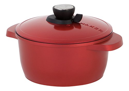 MAKER Homeware 3 QT Cast Aluminum Dutch Oven with Nonstick Ceramic Coating, Red
