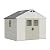 Greesum 10×8 FT Plastic Outdoor Storage Shed with Floor and Lockable Door, Resin Sheds with Windows and Skylights, Weather Resistant Organization for Garden, Lawn, Pool Supplies, Beige