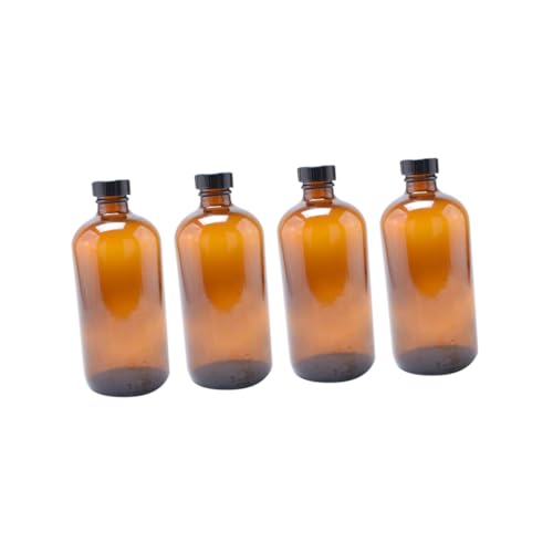 LALADEFIEE 4pcs Brown Glass Bottle Sealing Honey Pot with Lid Storage for Jam Honey and More Portable Lightweight for Home Use