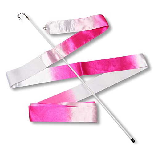 DRUNA Cinta para Gimnasia Rítmica con Varilla 56 cm Indigo Blanco-Rosa (4,0 m)