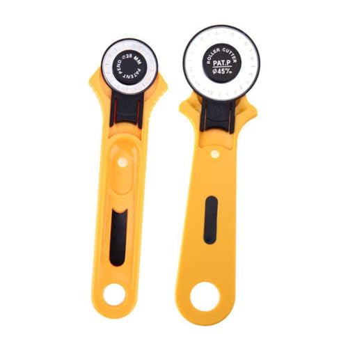 Angoily Rotary Wheel Cutter 2pcs Cutters for Fabric Leather Paper Soft-grip Handle Safety Lock Left/right Hand Use
