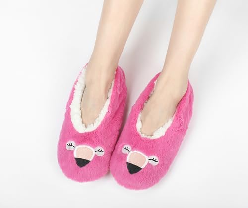 Image of Keyela Women Fuzzy Animal Slipper Socks, Non Slip Indoor House Slippers | Soft fuzzy plush material, cute animal design with gripper sole for bedroom, lounge indoor daily wear