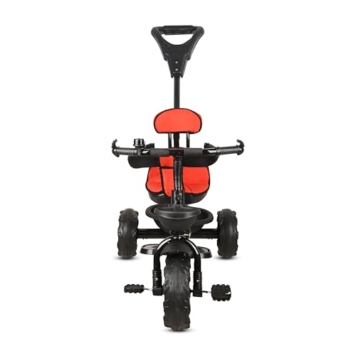 Image of Tricycle for Kids | Plug & Play Baby Trike with EVA Wheels, Safety Rail & Push Handle for Parents | Safe & Comfortable Ride for Toddlers 12-48 Months (RED)
