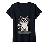 Photo Gallery donna retro raccoon music gift man kids women funny raccoon maglietta con collo a v Photo Gallery donna retro raccoon music gift man kids women funny raccoon maglietta con collo a v