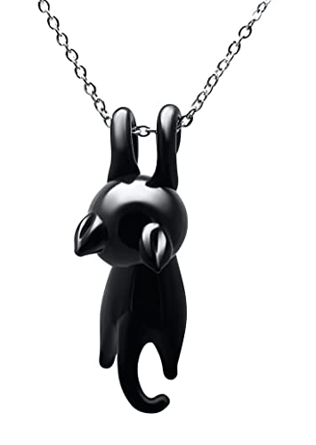 Black Cat Hand Blown Glass Black Kitty Necklace and Pendant Handmade Glass Pendant