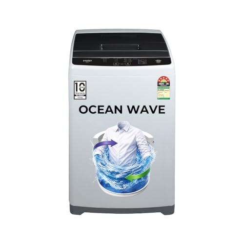 Image of Haier 6 kg 5 Star Oceanus Wave Drum Washing Machine Fully Automatic Top Load (HWM60-AEN, Moonlight Silver)