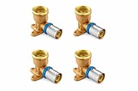 Rimex Schraubfitting Wandwinkel Wandscheibe 16 mm x 1/2 Zoll, PEX Pressfitting mit Halterung, U-Kontur, Wandmontage, Messing, Trinkwasser und Heizung, 4 Stück