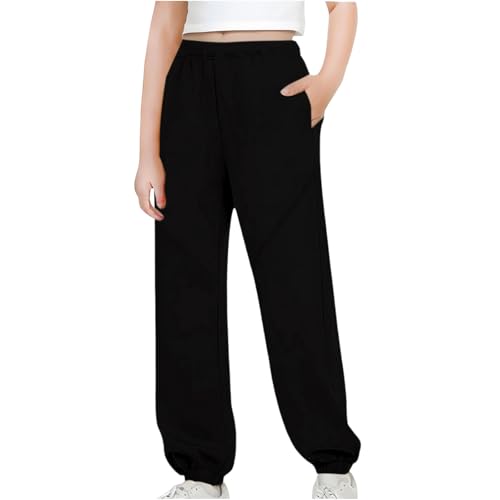 Girls Sweatpants with Pockets Baggy Comfy Lounge Trousers Fall Fashion Casual Drawstring Cinch Bottom Joggers Pants