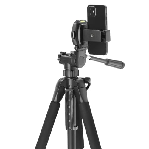 Hama Stativ Kamera Action 165 3D (Leichtes Fotostativ inkl. Handy-Halterung, Tripod mit 61-165cm H&ouml;he, Dreibeinstativ mit 3-Wege-Kopf, Spiegelreflexkamera Stativ f&uuml;r Canon/Nikon/Sony) schwarz