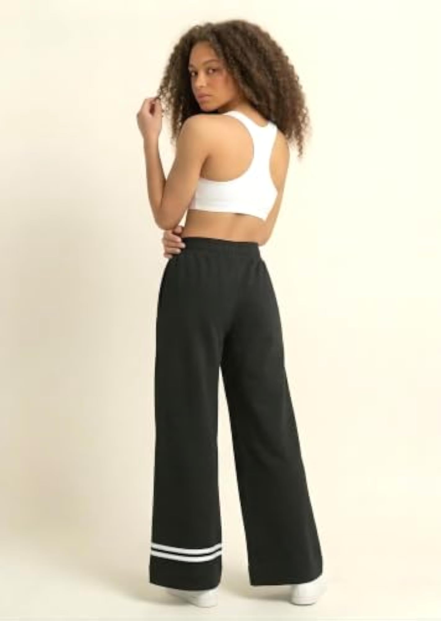 Wide Leg Track Pants with Pockets, Relaxed Fit