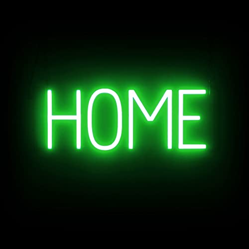 SpellBrite LED Neon HOME Sign for Business - Green, 18" x 6"